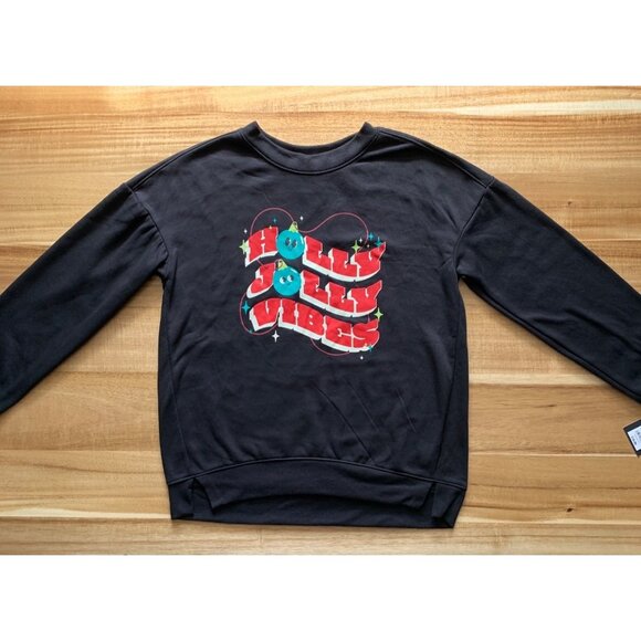 Art Class Youth Holly Jolly Vibes Sweatshirt Black Crewneck Long Sleeve Size XXL - Picture 7 of 11